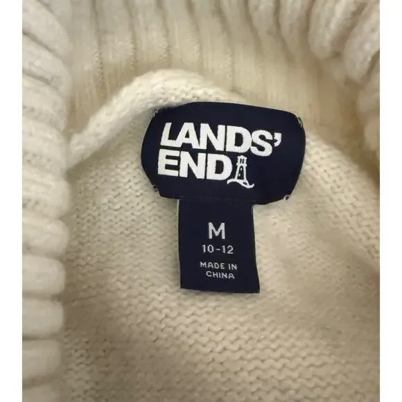 Lands End Sweater-Pullover-Fair Isle Turtleneck-Ivory, Cotton Blend-Medium - Picture 9 of 9